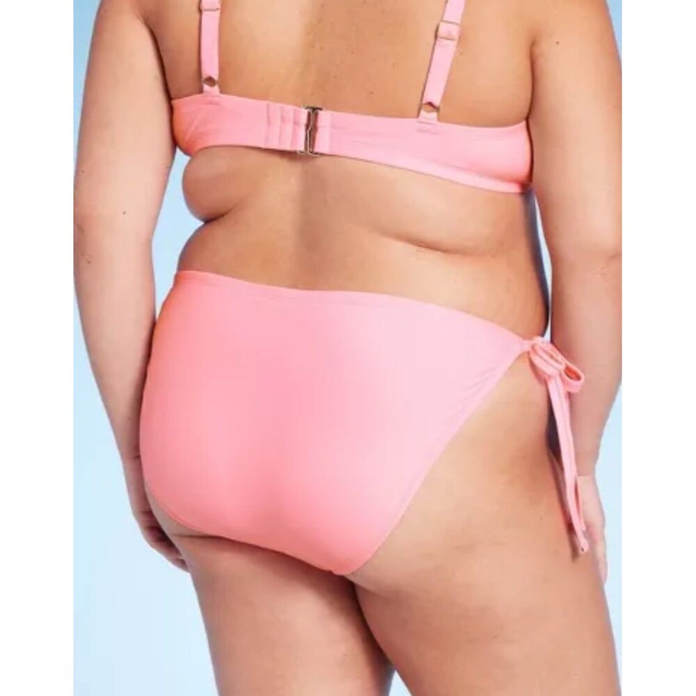 NWT Wild Fable Pink Side-Tie Low Rise Cheeky High Leg Bikini Bottom